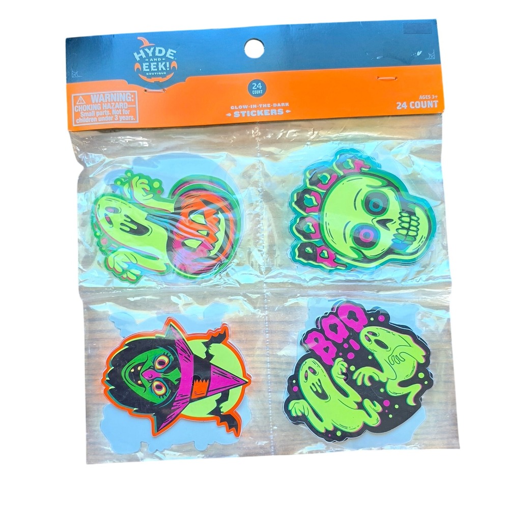 Hyde and EEK! Boutique Glow-in-the-Dark Halloween Stickers 24 Count Neon Ghost
